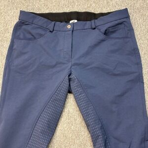HR Farm Womens Equestrian Breeches Blue Silicone Full Seat Grip Riding Pants 34